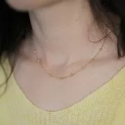 Girocollo forzatina con palline 3mm -Acciaio inossidabile 304L dorato x46cm