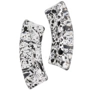 Perline tubolari curve in acrilico trasparente 35x11 mm - Nero screziato x6