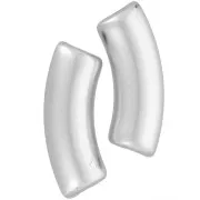 Perline tubolari curve 35x11 mm in acrilico opaco - Argento opaco x6