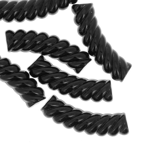 Perline a tubo curvo 32x8 mm in acrilico opaco - Nero x6