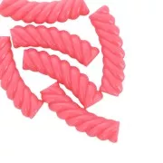 Perline a tubo curvo 32x8 mm in acrilico opaco - Rosa fluorescente x6