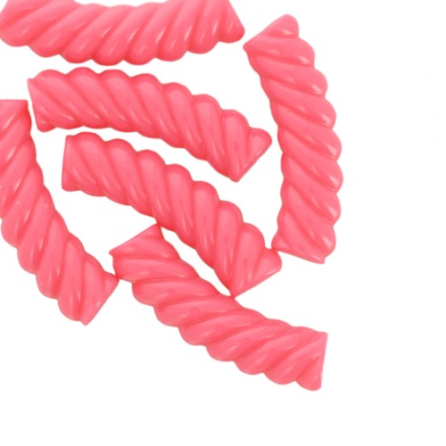 Perline a tubo curvo 32x8 mm in acrilico opaco - Rosa fluorescente x6