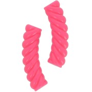 Perline tubolari curve ritorte in acrilico opaco 32x8 mm - Rosa fluorescente x6
