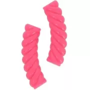 Perline tubolari curve ritorte in acrilico opaco 32x8 mm - Rosa fluorescente x6