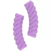 Perline a tubo curvo ritorto in acrilico opaco 32x8 mm - Violet x6