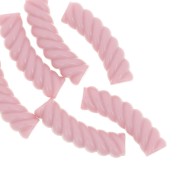 Perline tubolari curve 32x8 mm in acrilico opaco - Rosa chiaro x6
