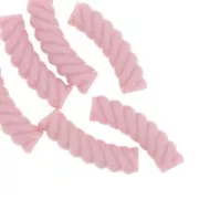Perline tubolari curve 32x8 mm in acrilico opaco - Rosa chiaro x6