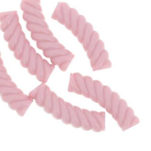 Perline tubolari curve 32x8 mm in acrilico opaco - Rosa chiaro x6