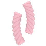 Perline tubolari curve 32x8 mm in acrilico opaco - Rosa chiaro x6