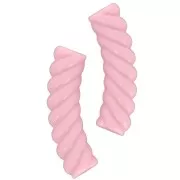Perline tubolari curve 32x8 mm in acrilico opaco - Rosa chiaro x6