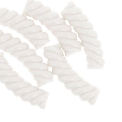 Perline tubolari curve 32x8 mm in acrilico opaco - Avorio x6