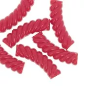 Perline tubolari curve 32x8 mm in acrilico opaco - Rosso x6