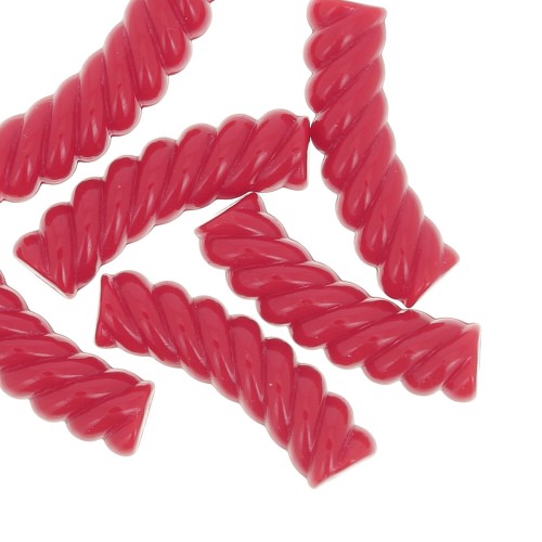 Perline tubolari curve 32x8 mm in acrilico opaco - Rosso x6