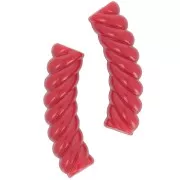 Perline tubolari curve 32x8 mm in acrilico opaco - Rosso x6