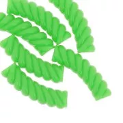 Perline tubolari curve in acrilico opaco 32x8 mm - Verde fluo x6