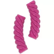 Perline tubolari curve 32x8 mm in acrilico opaco - Fucsia x6