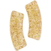 Perline tubolari curve in acrilico trasparente 35x11 mm - Glitter oro x6