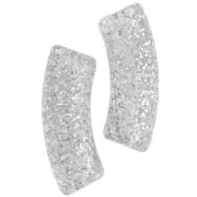 Perline tubolari curve in acrilico trasparente 35x11 mm - Glitter argento x6