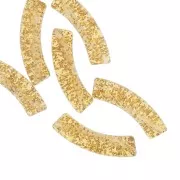 Perline tubolari curve 32x8 mm in acrilico trasparente - Glitter oro x6