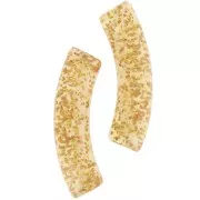Perline tubolari curve 32x8 mm in acrilico trasparente - Glitter oro x6