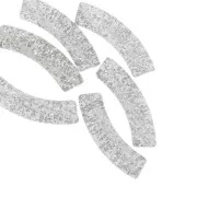 Perline tubolari curve in acrilico trasparente 32x8 mm - Argento glitter x6
