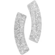 Perline tubolari curve in acrilico trasparente 32x8 mm - Argento glitter x6