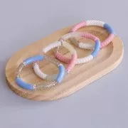 Perline tubolari curve in acrilico trasparente 32x8 mm - Argento glitter x6