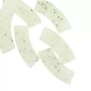 Perline tubolari curve 35x11 mm in acrilico traslucido - Glitter verde chiaro x6