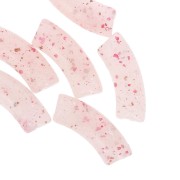 Perline tubolari curve 35x11 mm in acrilico traslucido - Rosa chiaro glitterato x6