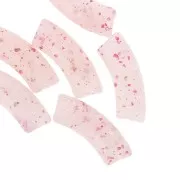 Perline tubolari curve 35x11 mm in acrilico traslucido - Rosa chiaro glitterato x6