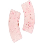 Perline tubolari curve in acrilico traslucido 35x11mm Rosa Chiaro Glitter x6