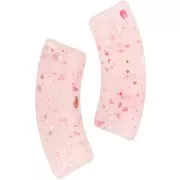 Perline tubolari curve in acrilico traslucido 35x11mm Rosa Chiaro Glitter x6