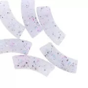 Perline tubolari curve 35x11 mm in acrilico traslucido - Viola Glitter x6