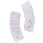 Perline tubolari curve 35x11 mm in acrilico traslucido - Viola Glitter x6