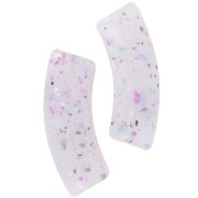 Perline tubolari curve in acrilico traslucido 35x11mm Violet Glitter x6