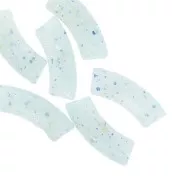 Perline tubolari curve 35x11 mm in acrilico traslucido - Glitter azzurro x6