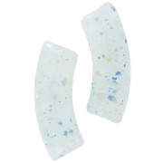 Perline tubolari curve in acrilico traslucido 35x11 mm Glitter azzurro x6