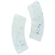 Perline tubolari curve in acrilico traslucido 35x11 mm Glitter azzurro x6