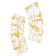 Perline a tubo curvo in acrilico trasparente 35x11 mm - Oro screziato x6