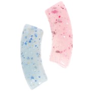 Perle tubolari curve 35x11 mm in acrilico traslucido - Glitter multicolore x6
