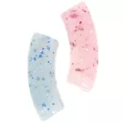Perle tubolari curve 35x11 mm in acrilico traslucido - Glitter multicolore x6