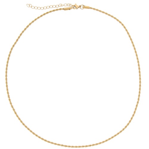 Girocollo maglai corda 2 mm - Acciaio inox 304L dorato x46cm