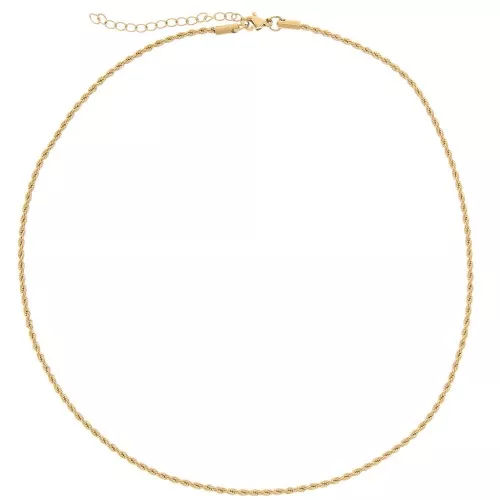 Girocollo maglai corda 2 mm - Acciaio inox 304L dorato x46cm