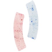 Perline tubolari curve 32x8 mm in acrilico trasparente - Glitter multicolore x6