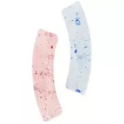 Perline tubolari curve 32x8 mm in acrilico trasparente - Glitter multicolore x6