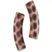 Perline tubolari curve 32x8 mm in acrilico opaco - beige leopardo - marrone scuro x6