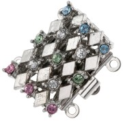 Chiusura a 3 strass PureCrystal 20 mm Multicolore/Bronzo bianco x1