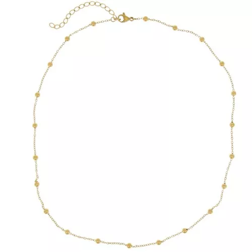 10 girocolli maglia forzatina e palline 3mm Acciaio inossidabile 304L dorato x46cm