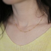 10 girocolli maglia forzatina e palline 3mm Acciaio inossidabile 304L dorato x46cm