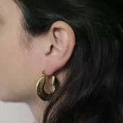 Orecchini rotondi da 30,5 mm - Acciaio inossidabile 316L dorato x2